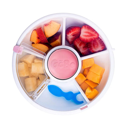 GoBe Kids Small Snack Spinner Flip, Travel Snack Box - Coral Pink