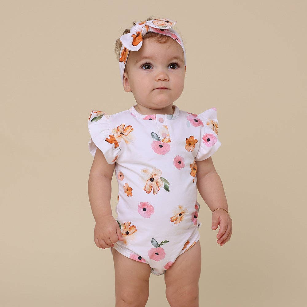 Poppy Short Sleeve Organic Bodysuit with Frill
