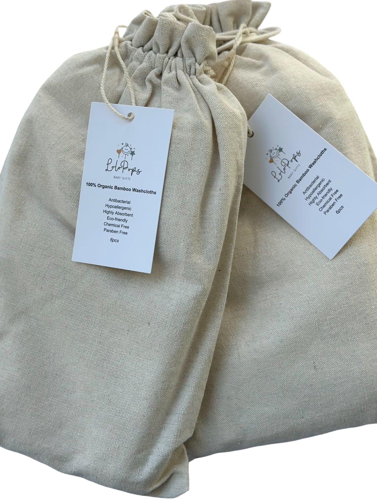 100% Organic Bamboo Washcloths (Set of 6)