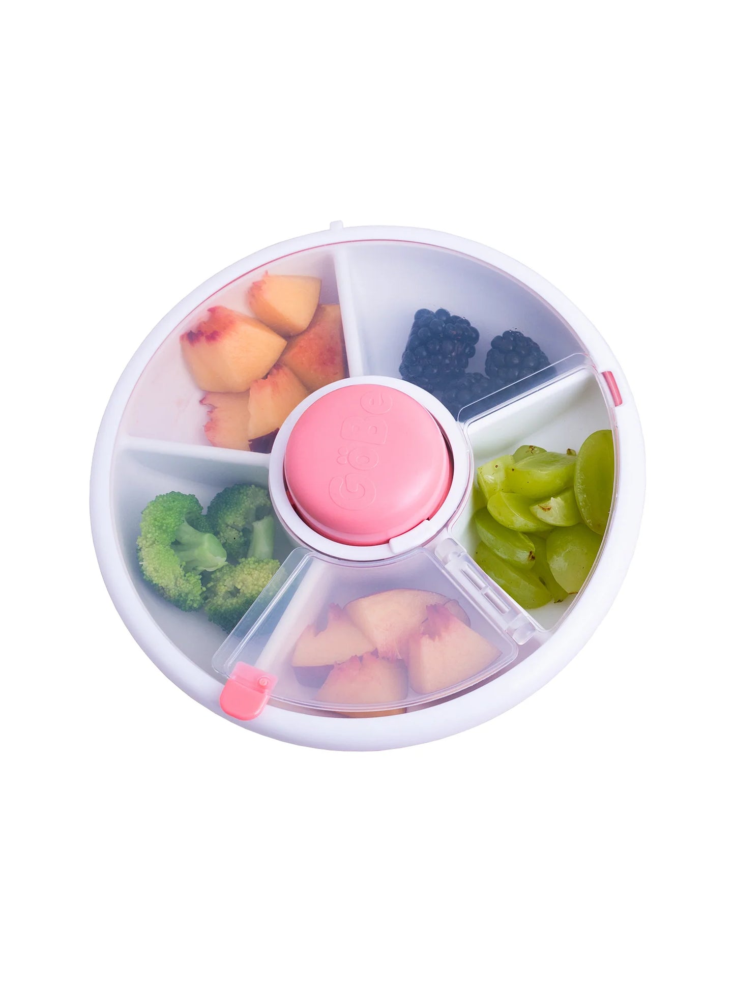 GoBe Kids Small Snack Spinner Flip, Travel Snack Box - Coral Pink