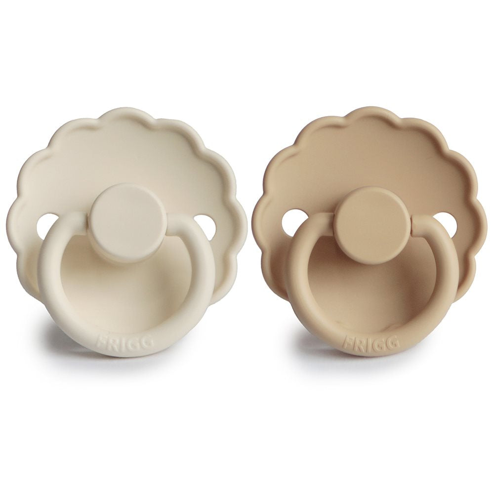 FRIGG Daisy - Round Silicone 2-Pack Pacifiers - Cream/Croissant