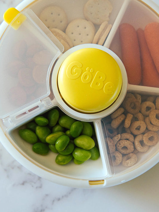 GoBe Kids Small Snack Spinner Flip, Travel Snack Box - Lemon Yellow