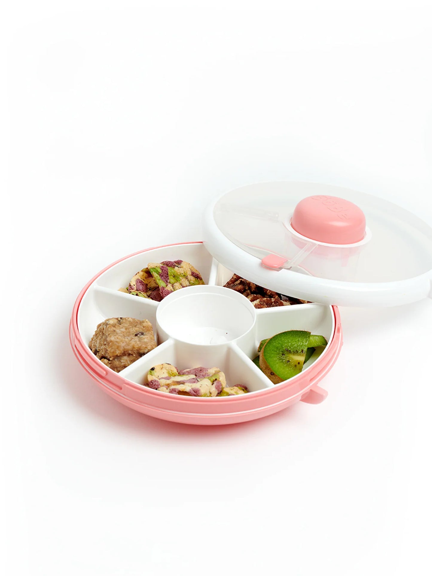 GoBe Kids Small Snack Spinner Flip, Travel Snack Box - Coral Pink