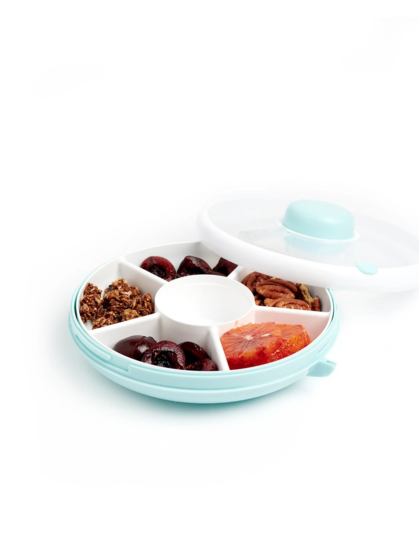 GoBe Kids Small Snack Spinner Flip, Travel Snack Box - Macaron Blue