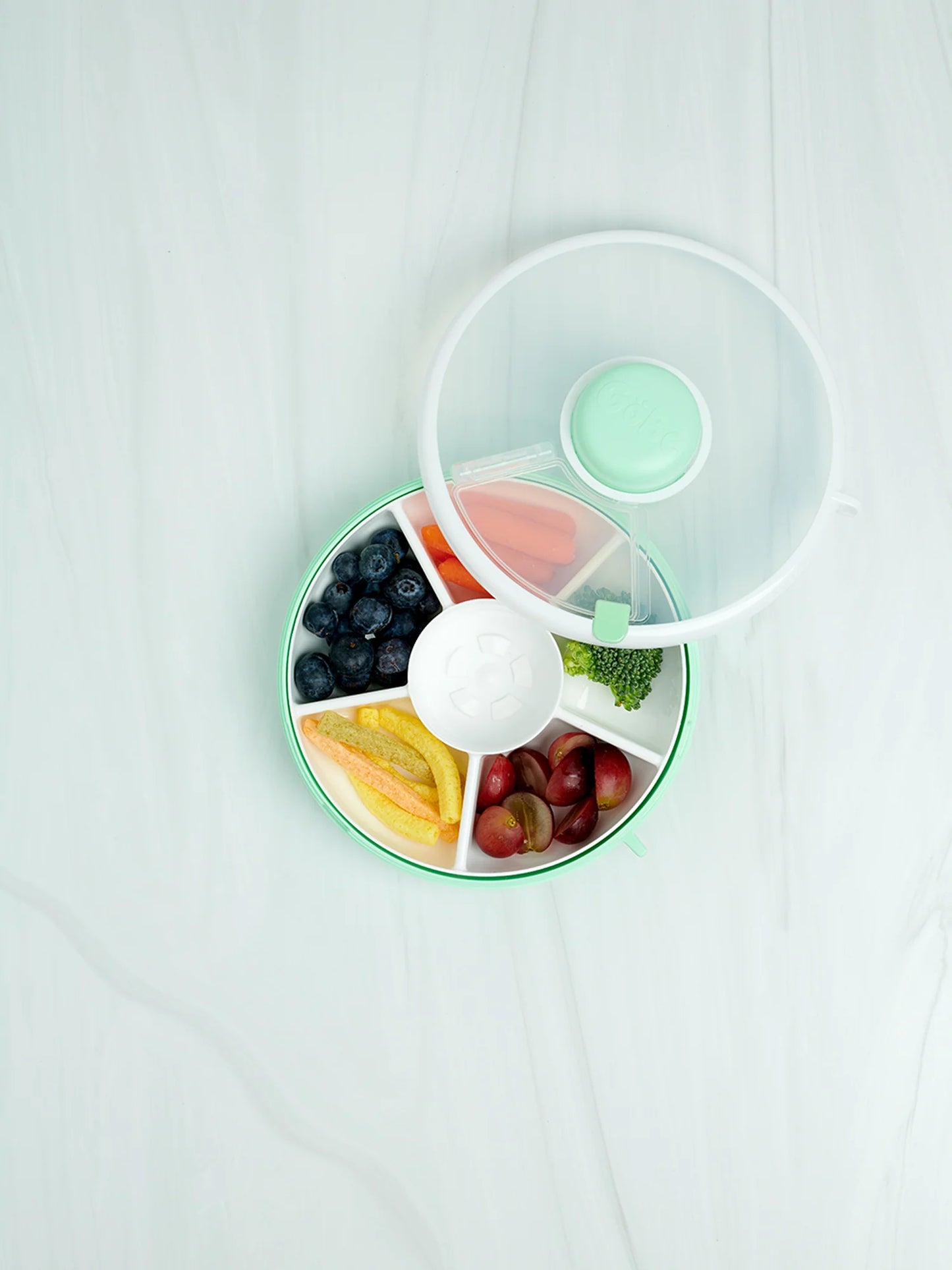 GoBe Kids Small Snack Spinner Flip, Travel Snack Box - Mint Green