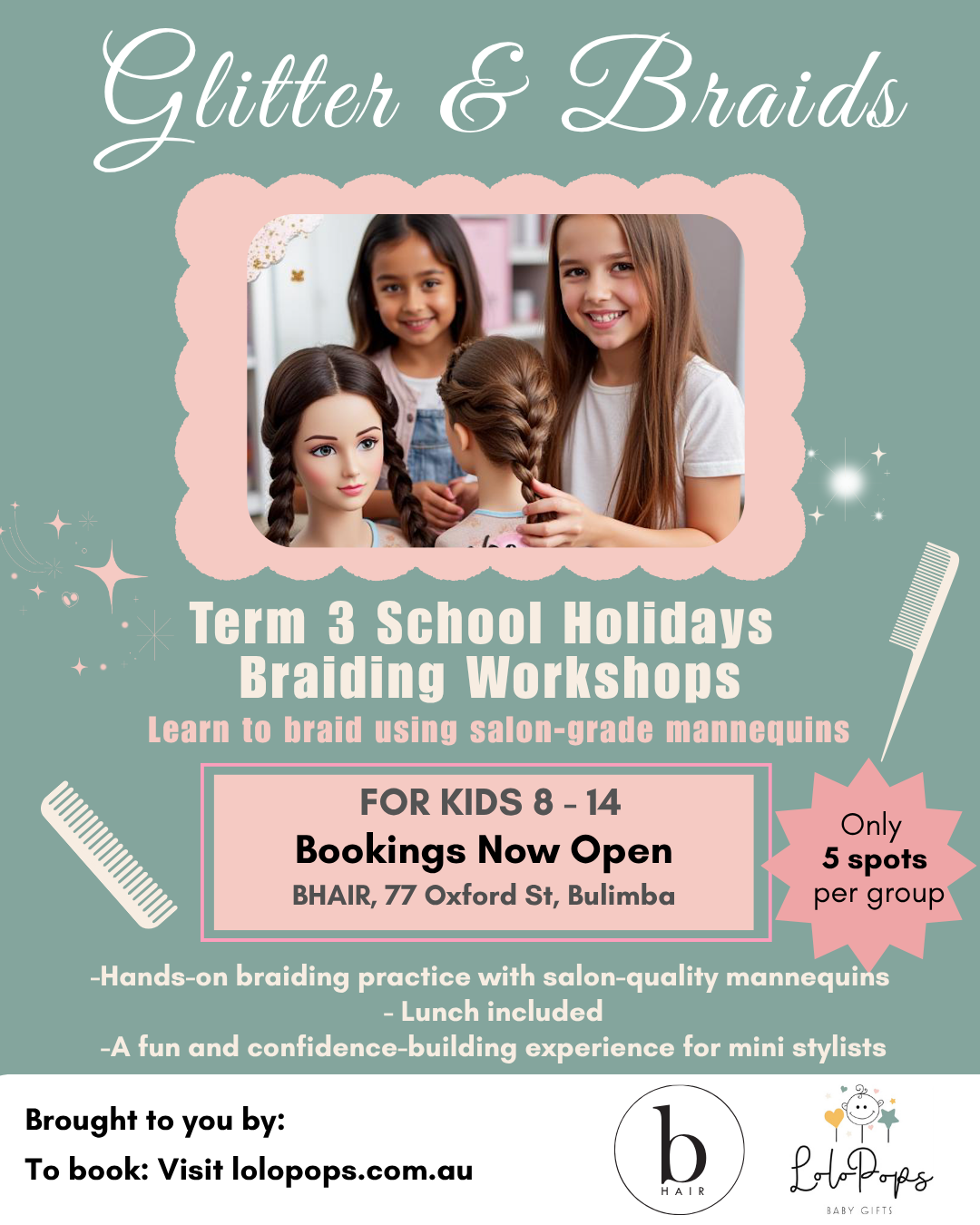 Term 3 School Holidays – Kids Braiding Workshops in Brisbane