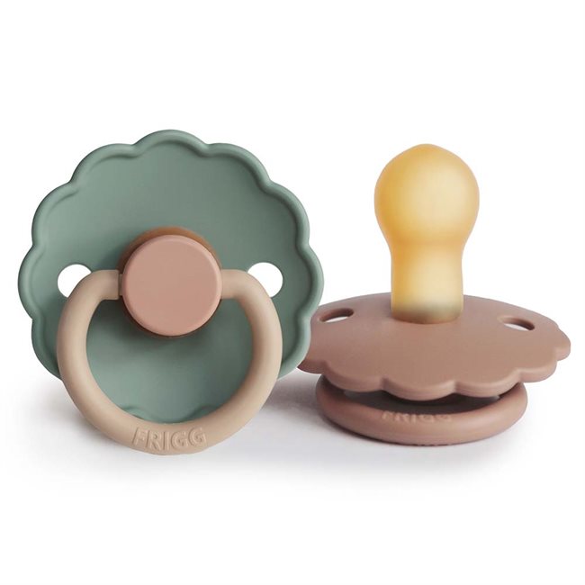 FRIGG Daisy - Round Latex 2-Pack Pacifiers - Rose Gold/Willow