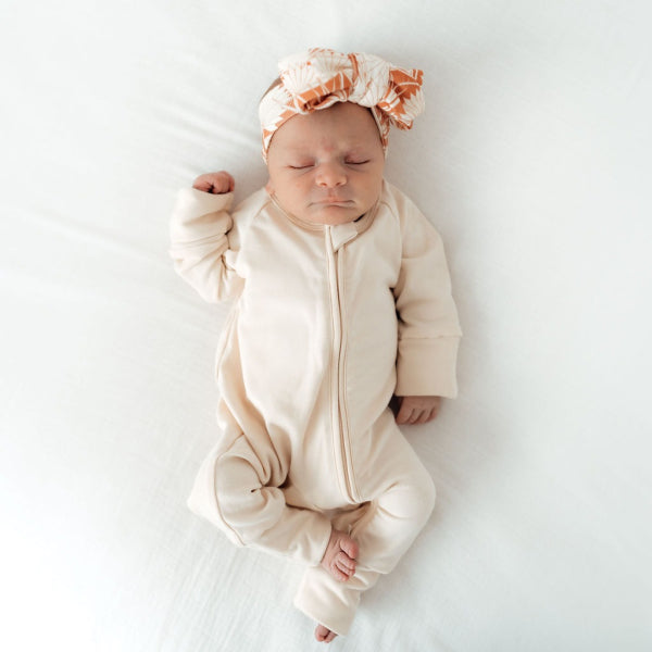 Boho Baby Long Sleeve Zip Onesie Warm White