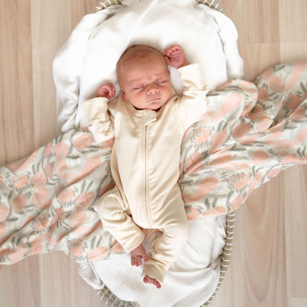 Boho Baby Long Sleeve Zip Onesie Warm White