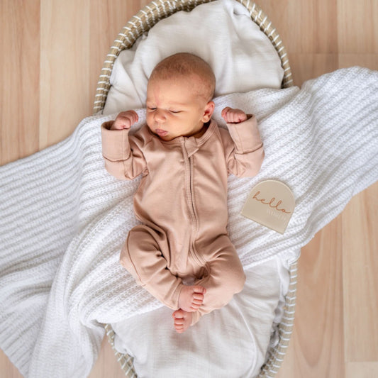 Boho Baby Long Sleeve Zip Onesie Dusky Pink