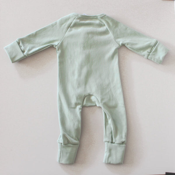 Boho Baby Long Sleeve Zip Onesie Sage Green