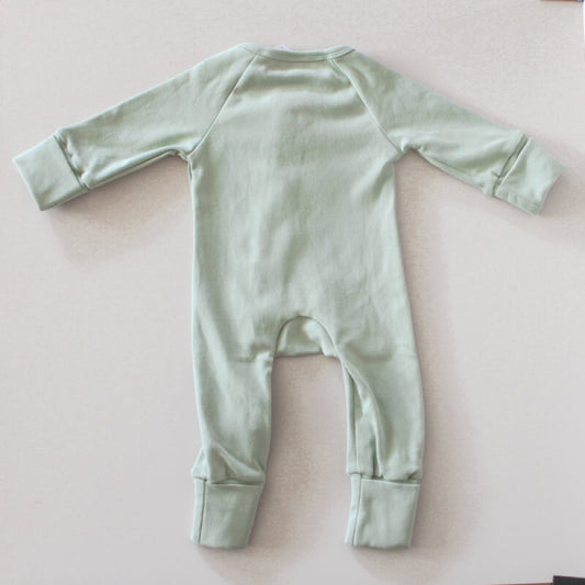 Boho Baby Long Sleeve Zip Onesie Sage Green