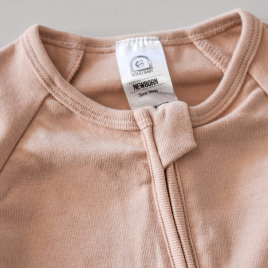 Boho Baby Long Sleeve Zip Onesie Dusky Pink