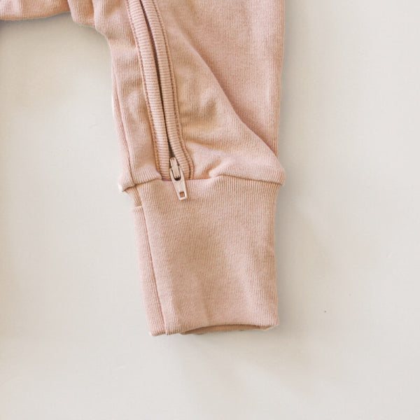 Boho Baby Long Sleeve Zip Onesie Dusky Pink