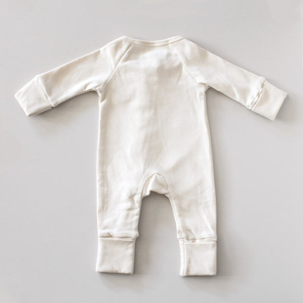 Boho Baby Long Sleeve Zip Onesie Warm White