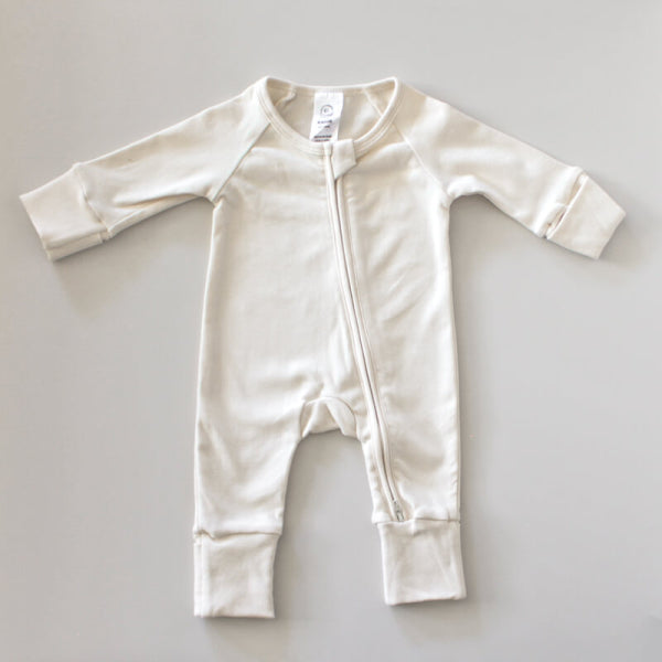 Boho Baby Long Sleeve Zip Onesie Warm White