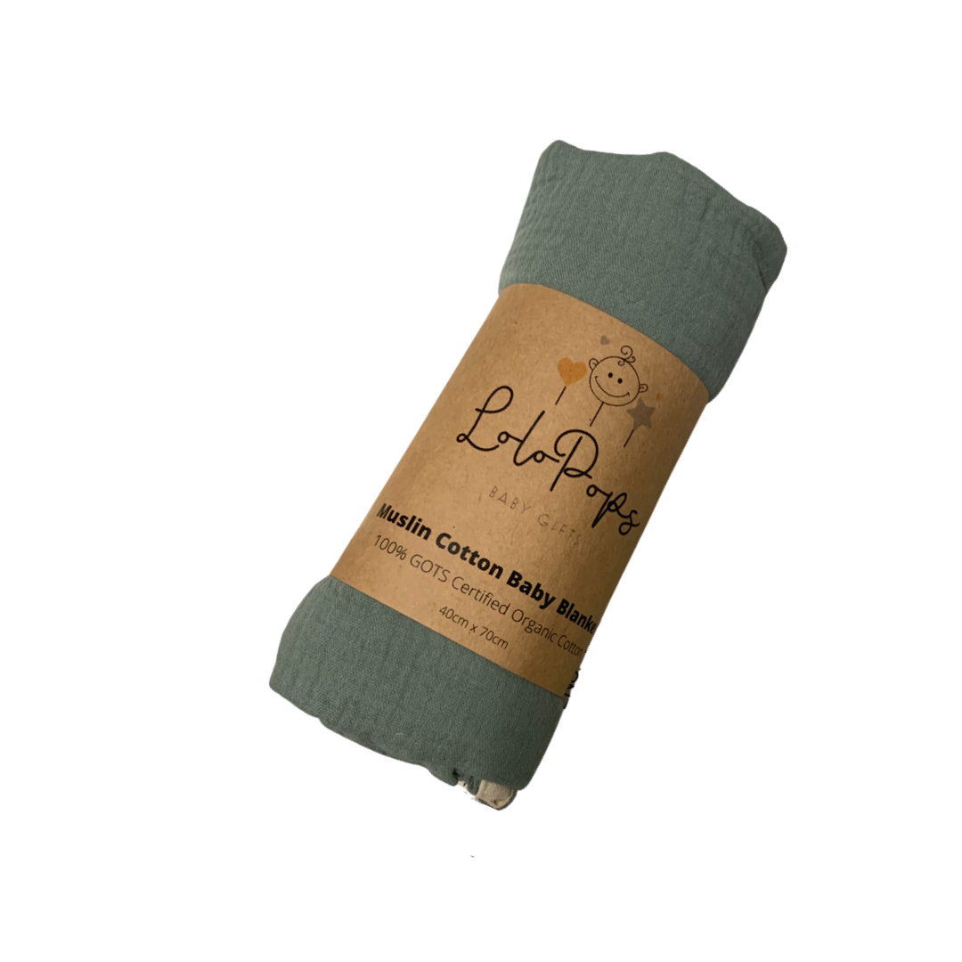 100% Organic Cotton Newborn Mini Travel Blanket - Green
