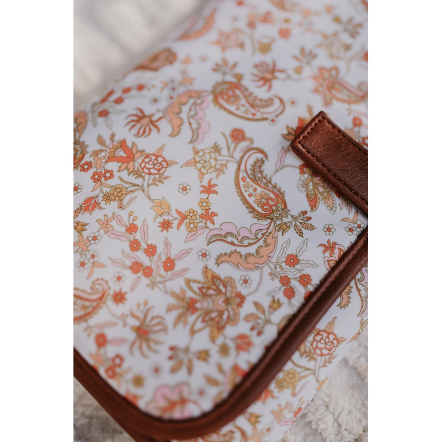 OiOi Change Mat Clutch - Peach Paisley/Tan