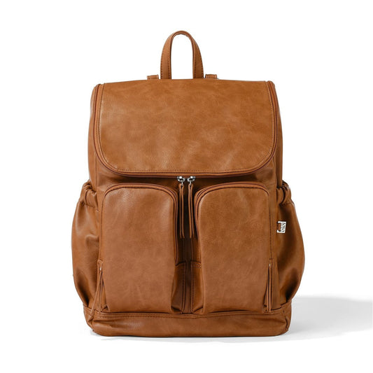 OiOi Signature Nappy Backpack - Tan Faux Leather