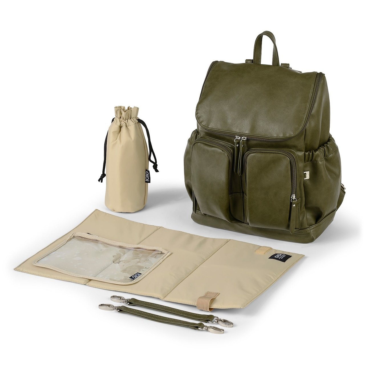 OiOi Signature Nappy Backpack - Olive Faux Leather