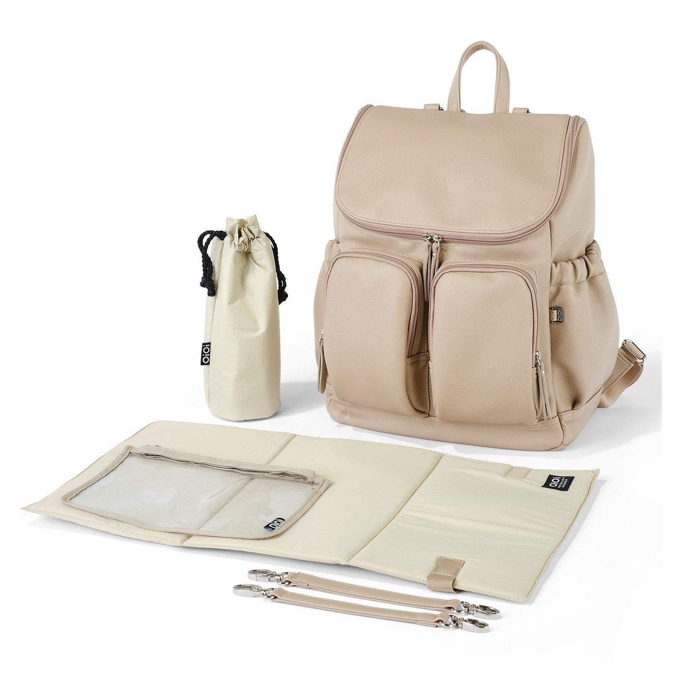 OiOi Signature Nappy Backpack - Oat Dimple Faux Leather