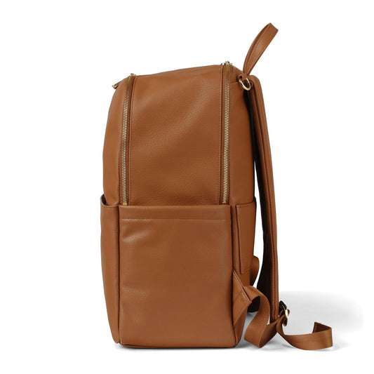 OiOi Multitasker Nappy Backpack - Chestnut Brown Faux Leather