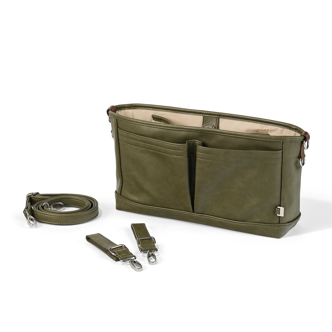 OiOi Signature Pram Caddy - Olive Faux Leather