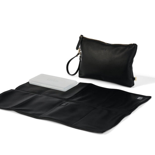 OiOi Nappy Changing Pouch - Black Faux Leather