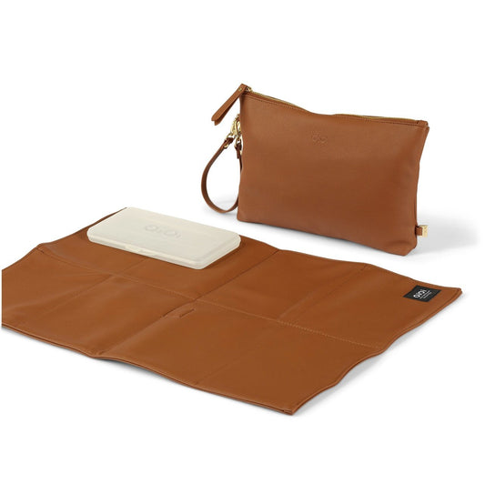 OiOi Nappy Changing Pouch - Chestnut Brown Faux Leather