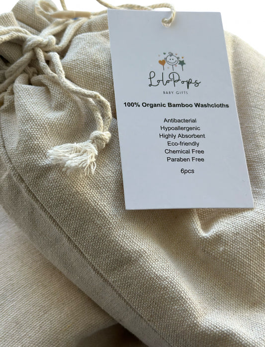 100% Organic Bamboo Washcloths (Set of 6)