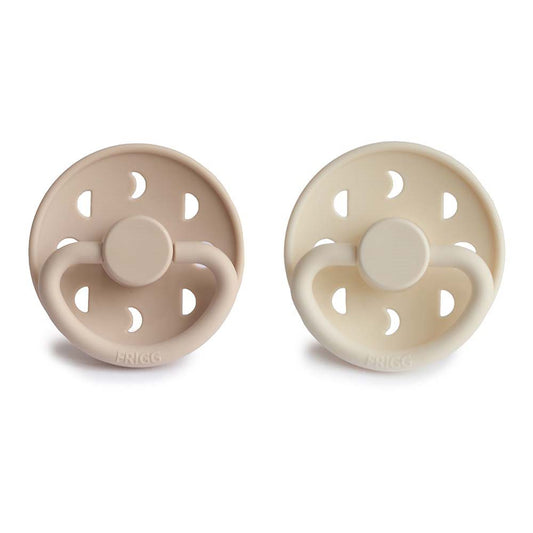 FRIGG Moon Phase - Round Silicone 2-Pack Pacifiers - Cream/Croissant