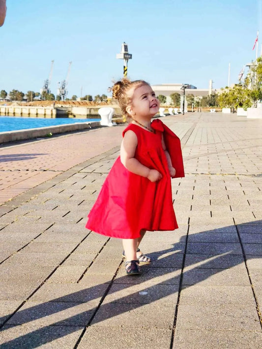 Ruby Big Bow Organic Cotton Red Dress