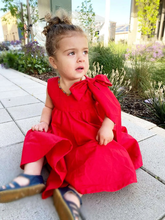 Ruby Big Bow Organic Cotton Red Dress