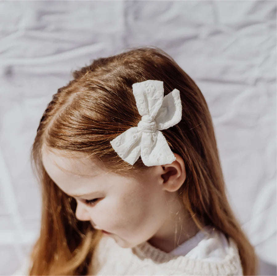 White Floral Hair Bow