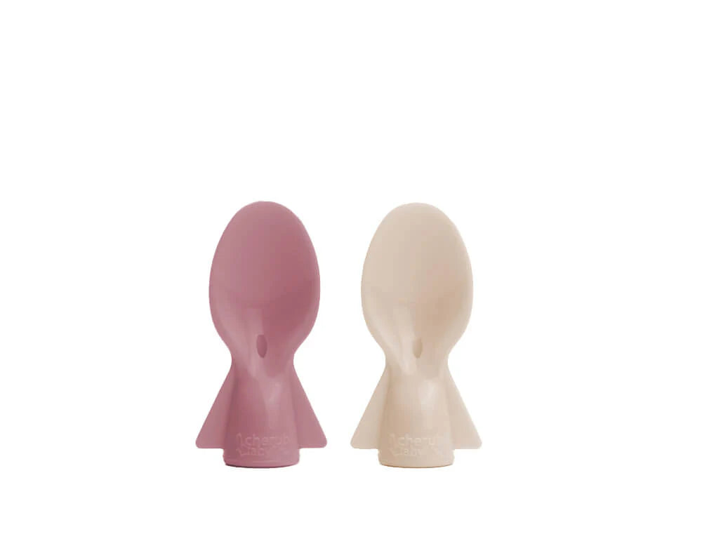 Universal Food Pouch Spoons 2 Pack - Dusty Rose & Sand