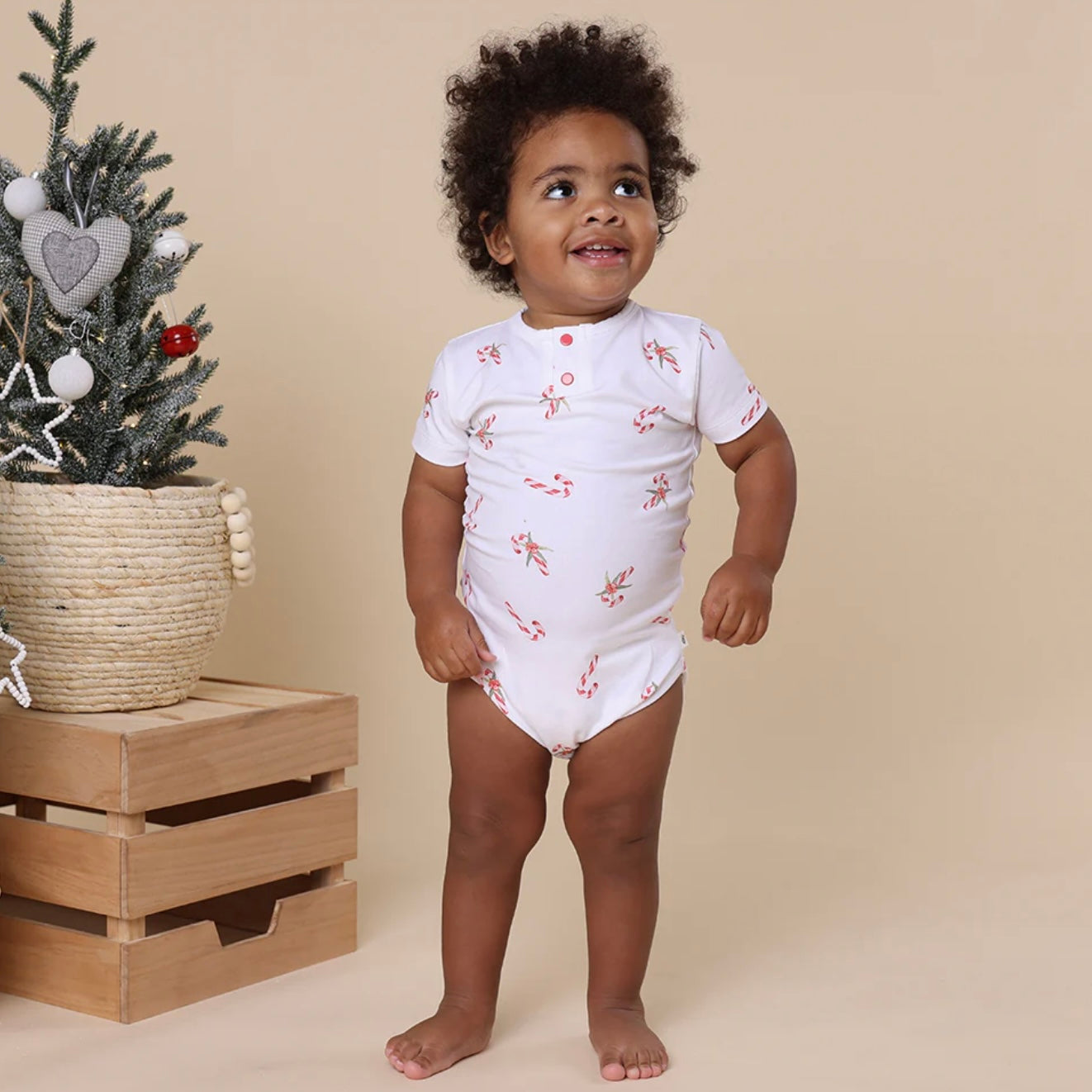 Candy Cane Short Sleeve Organic Bodysuit