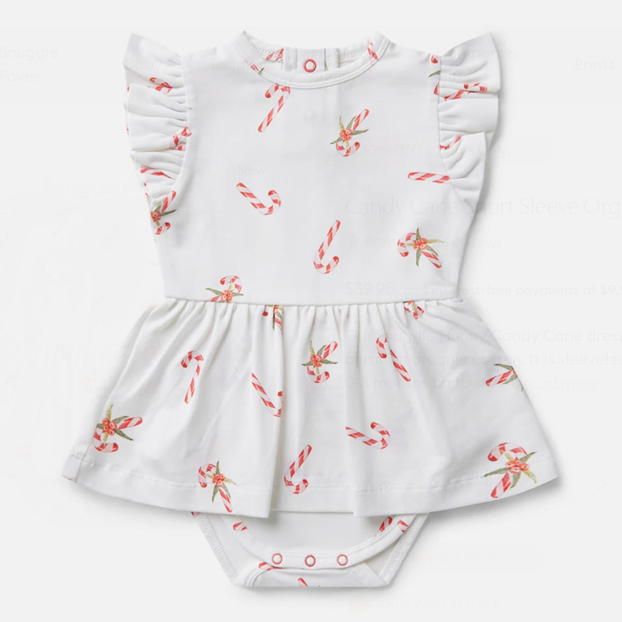 Candy Cane Short Sleeve Organic Dress