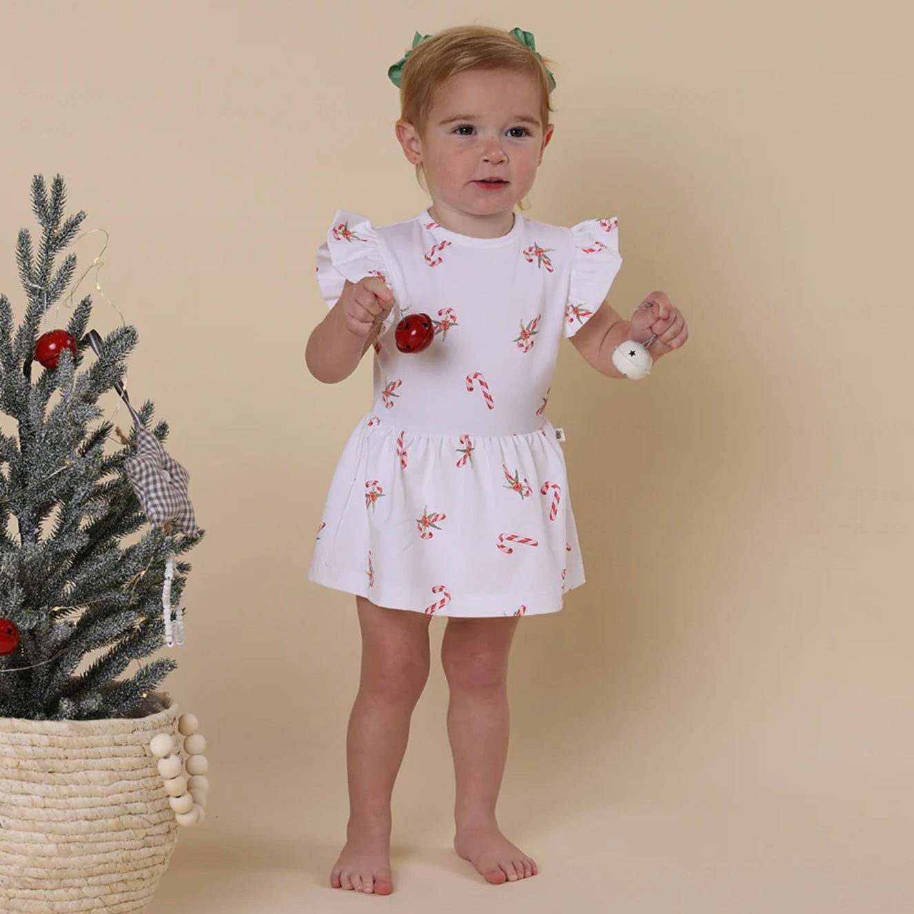 Candy Cane Short Sleeve Organic Dress