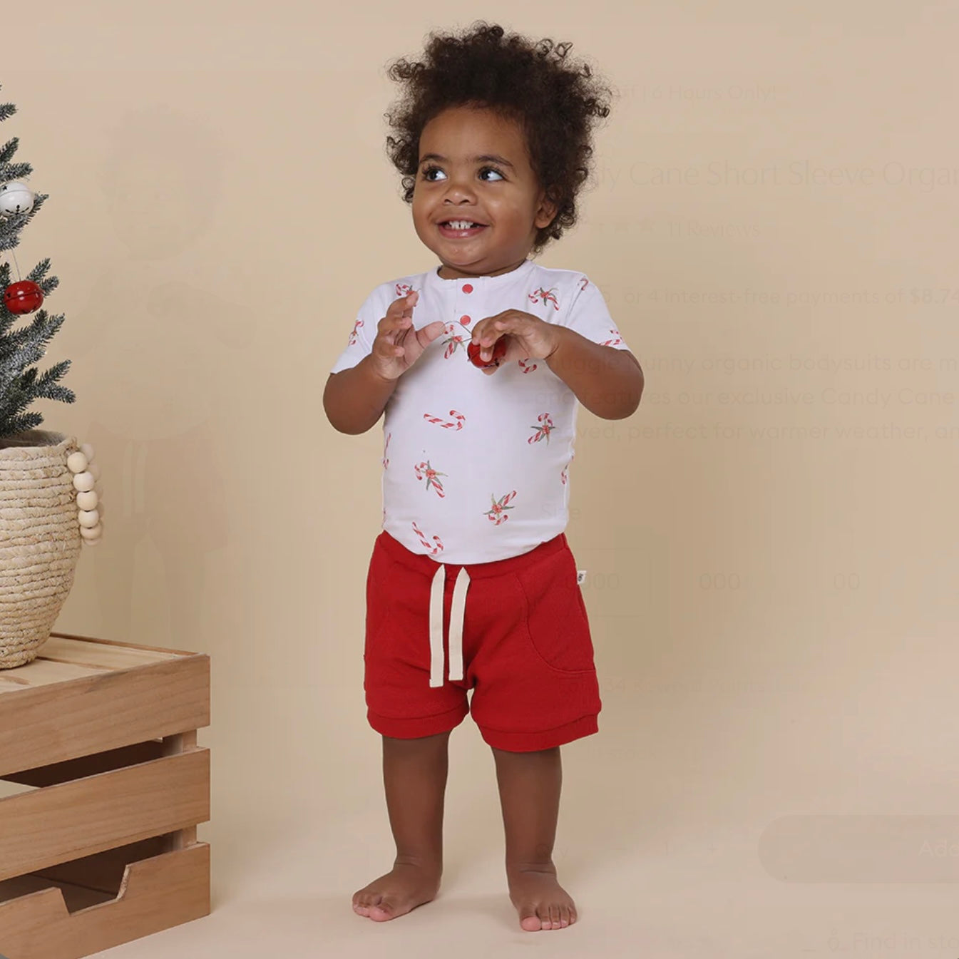 Candy Cane Short Sleeve Organic Bodysuit