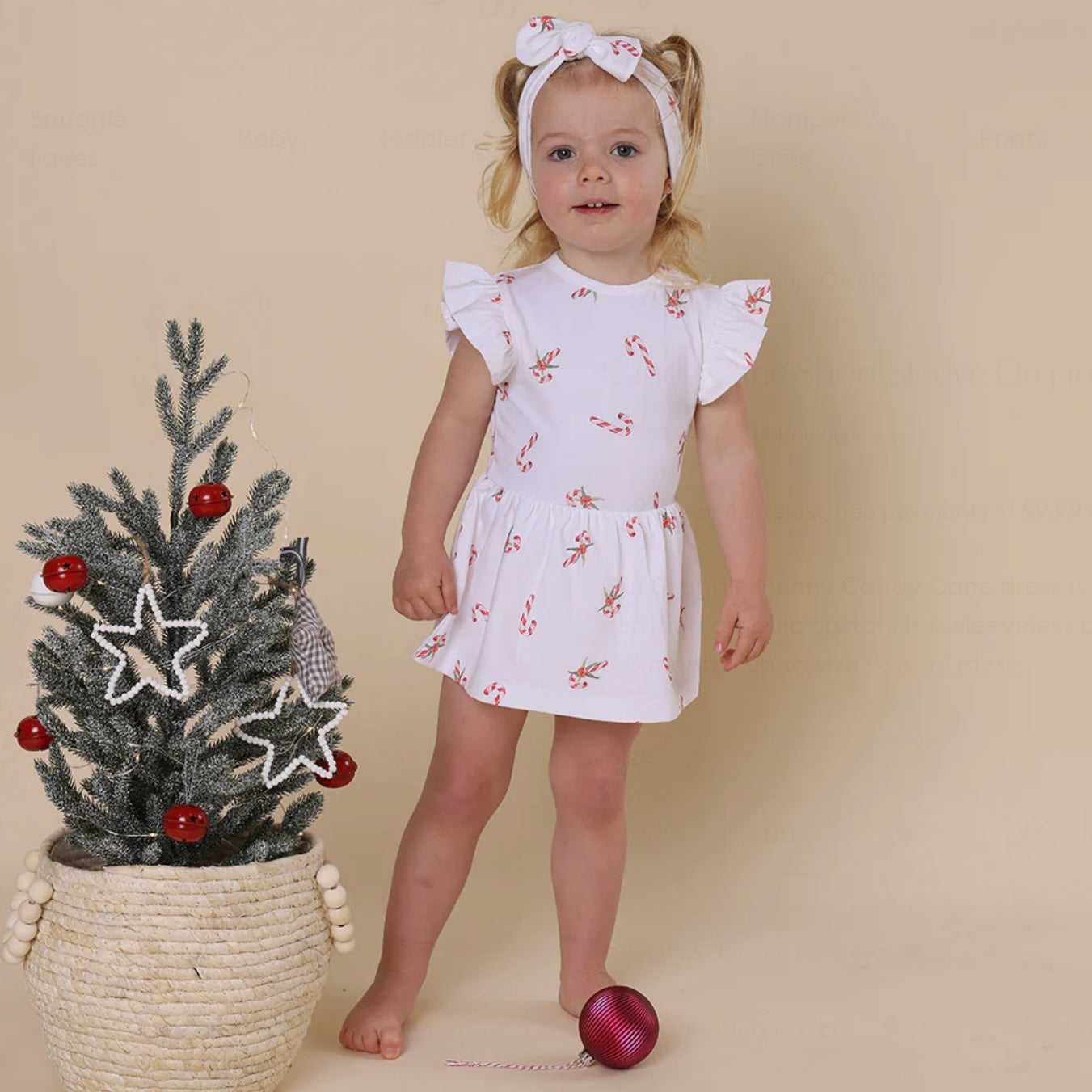 Candy Cane Short Sleeve Organic Dress