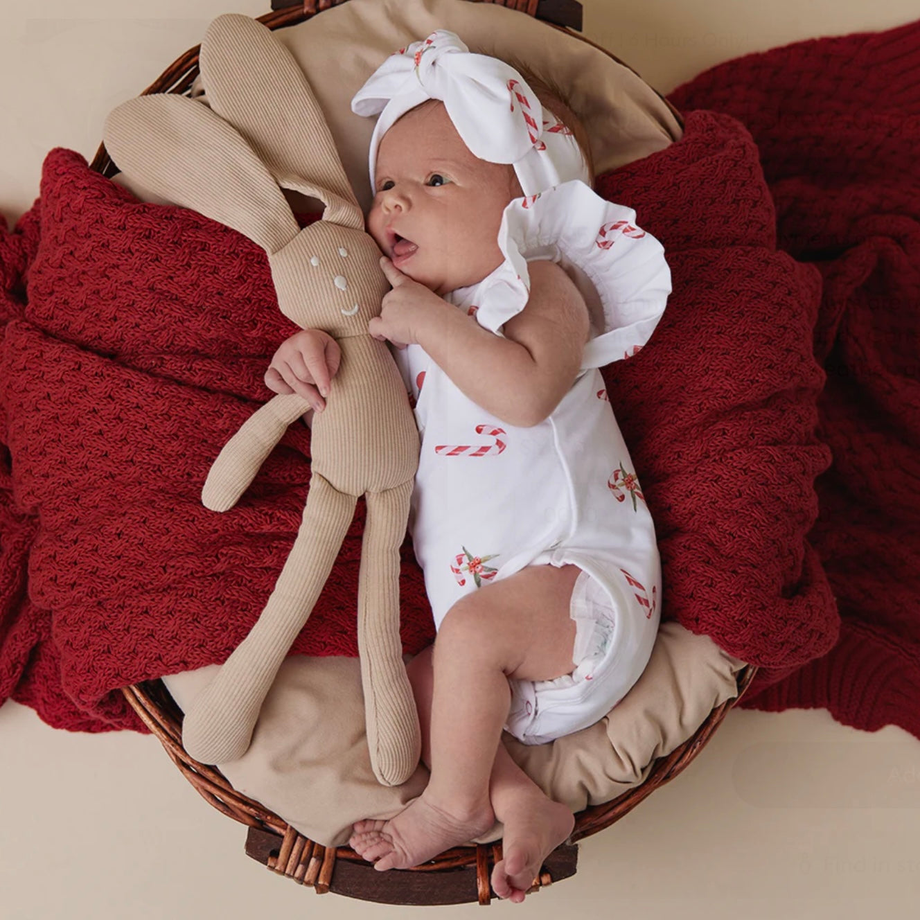 Candy Cane Short Sleeve Organic Bodysuit with Frill