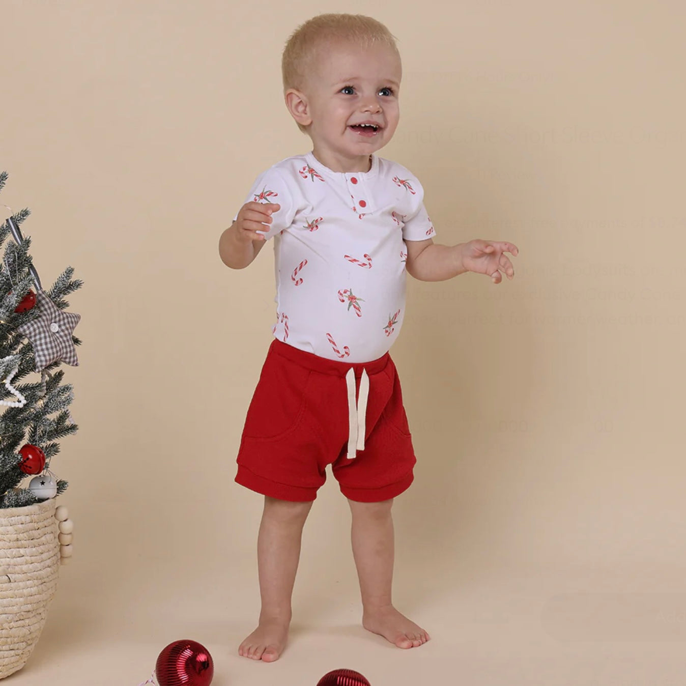 Candy Cane Short Sleeve Organic Bodysuit