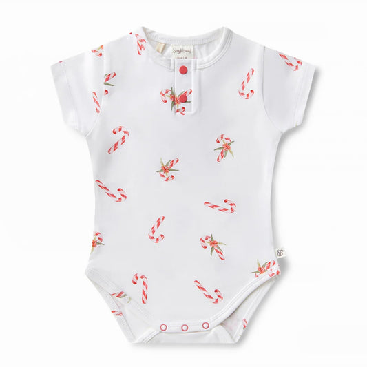 Candy Cane Short Sleeve Organic Bodysuit