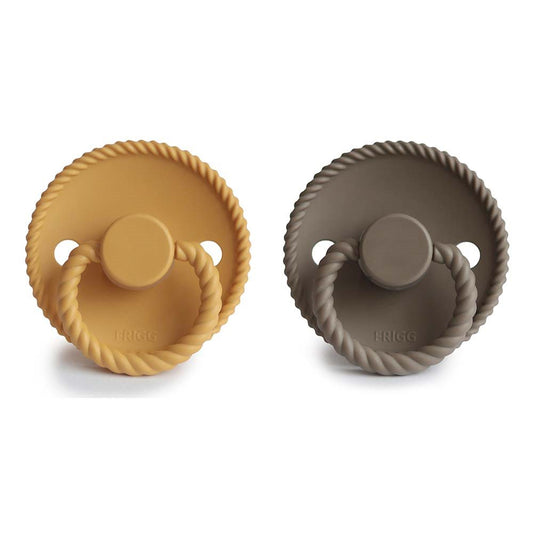 FRIGG Rope - Round Silicone 2-Pack Pacifiers - Honey Gold/Portobello