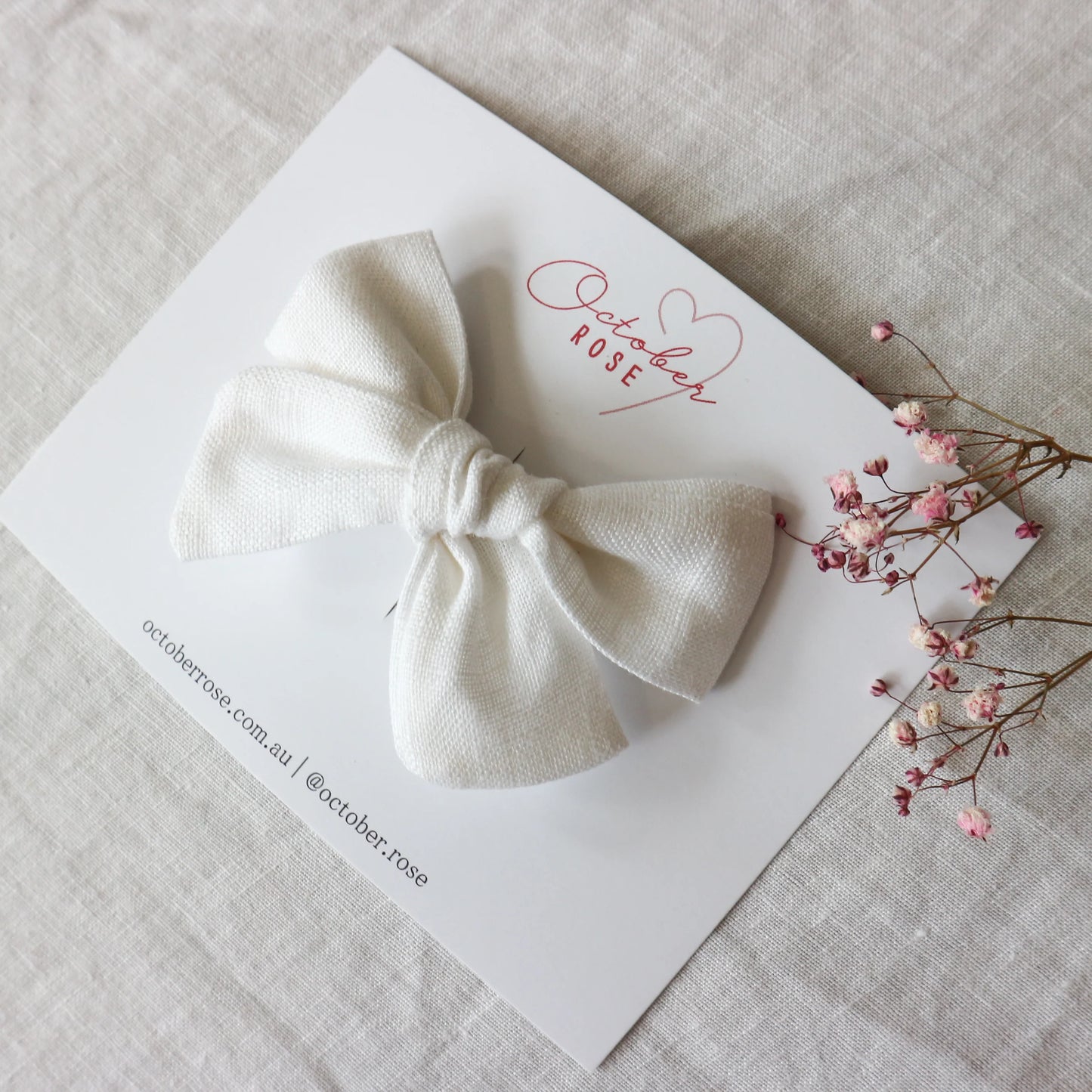 White Linen Hair Bow