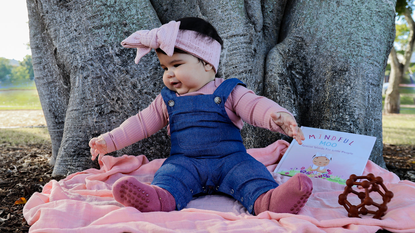 Long Sleeved Pink Organic Cotton Ribbed Bodysuit