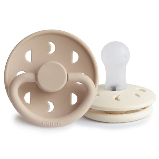 FRIGG Moon Phase - Round Silicone 2-Pack Pacifiers - Cream/Croissant