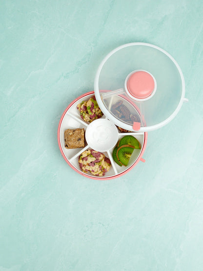 GoBe Kids Small Snack Spinner Flip, Travel Snack Box - Coral Pink