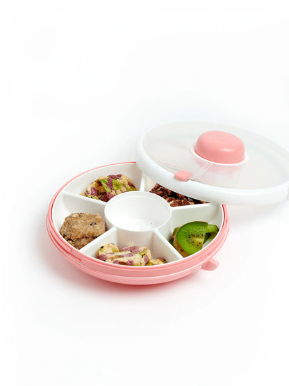 GoBe Kids Small Snack Spinner Flip, Travel Snack Box - Coral Pink