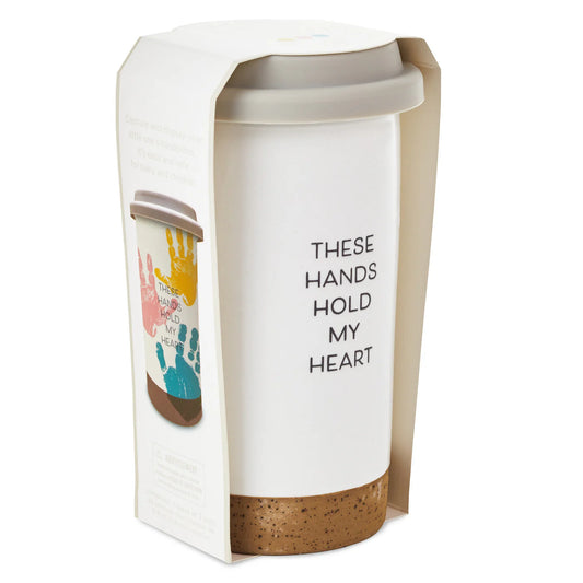 These Hands Hold My Heart Ceramic Travel Mug, 12.5 oz.